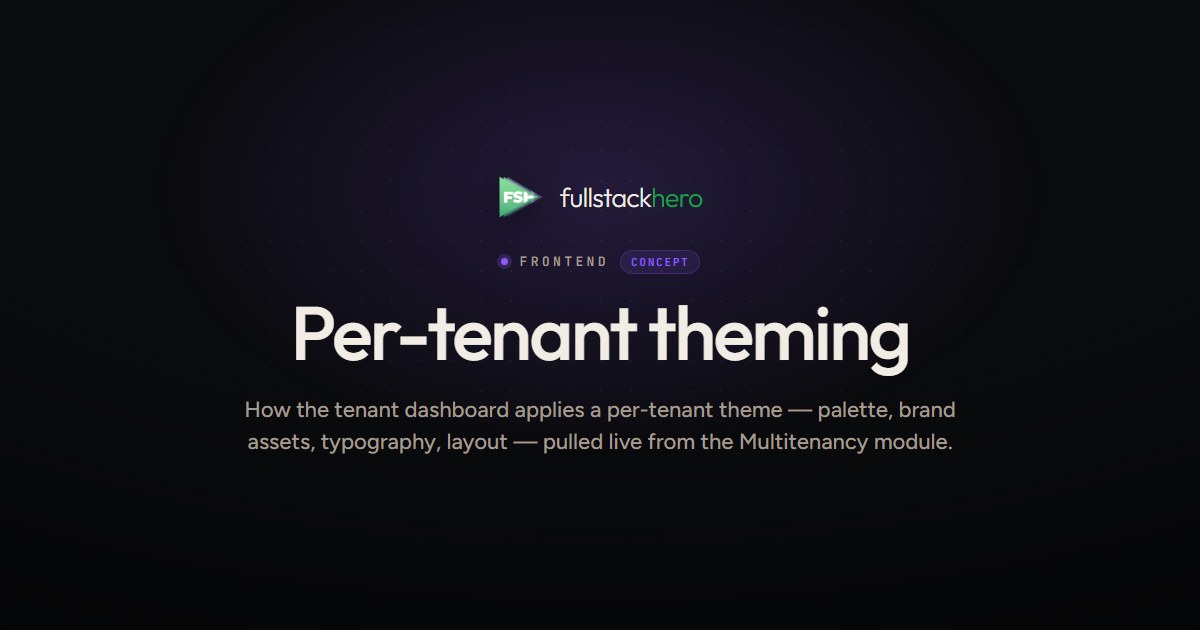 Theming Included Per-tenant theming in fullstackhero — TenantTheme + appearance